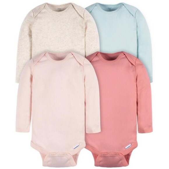 NEW NWT Unisex Boys/Girls 3-6 Months Long Sleeve Soft 4 Pc Snap Crotch Shirt Lot - Picture 1 of 7